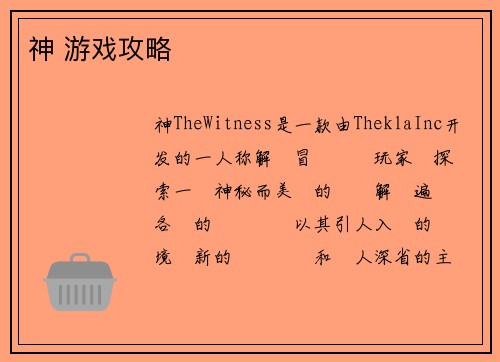 神 游戏攻略